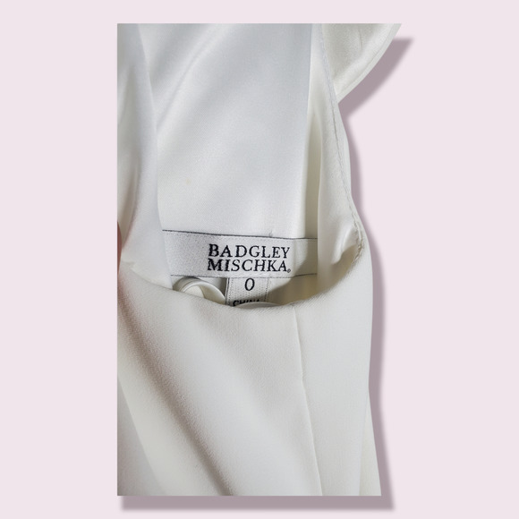 BHLDN Badgley Mischka Heather Ivory Wedding Gown Ruffled Back Women's Size 0 - Picture 8 of 13